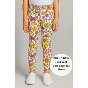 BUNDLE of 2 - Cat & Jack Girls Leggings - Butterfly & Floral Print - NWT - SZ 8